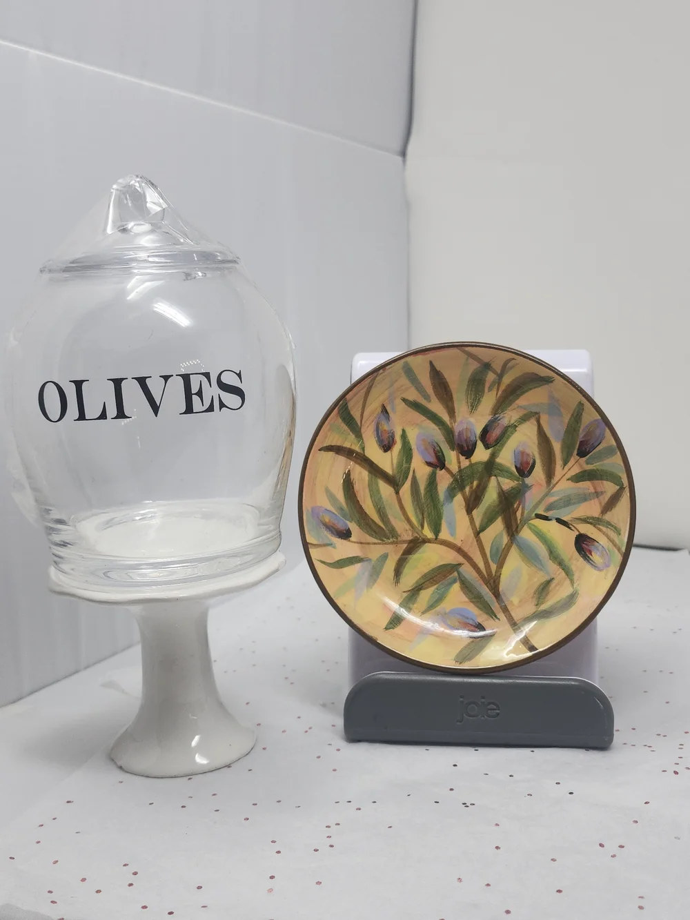 Hand-Painted Olive Branch Decorative Plate